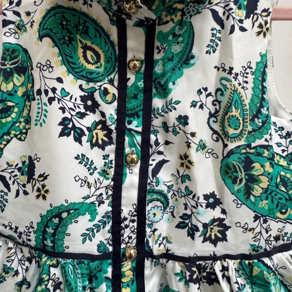 NWOT Janie and Jack 2T Girls Green Paisley Collared Sleeveless Dress - Picture 2 of 6